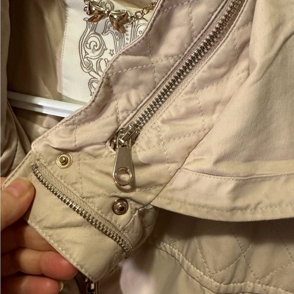 Ever New Beige Utility Jacket Hooded Belted Safari Jacket Size 12 - Picture 10 of 10